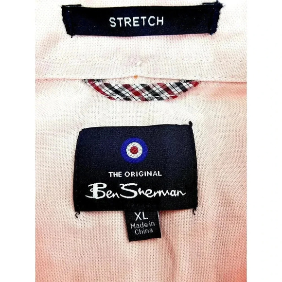 Ben Sherman Stretch Size XL Men Light Powder Pink Logo Tag Button Down Shirt NWT - Picture 4 of 12